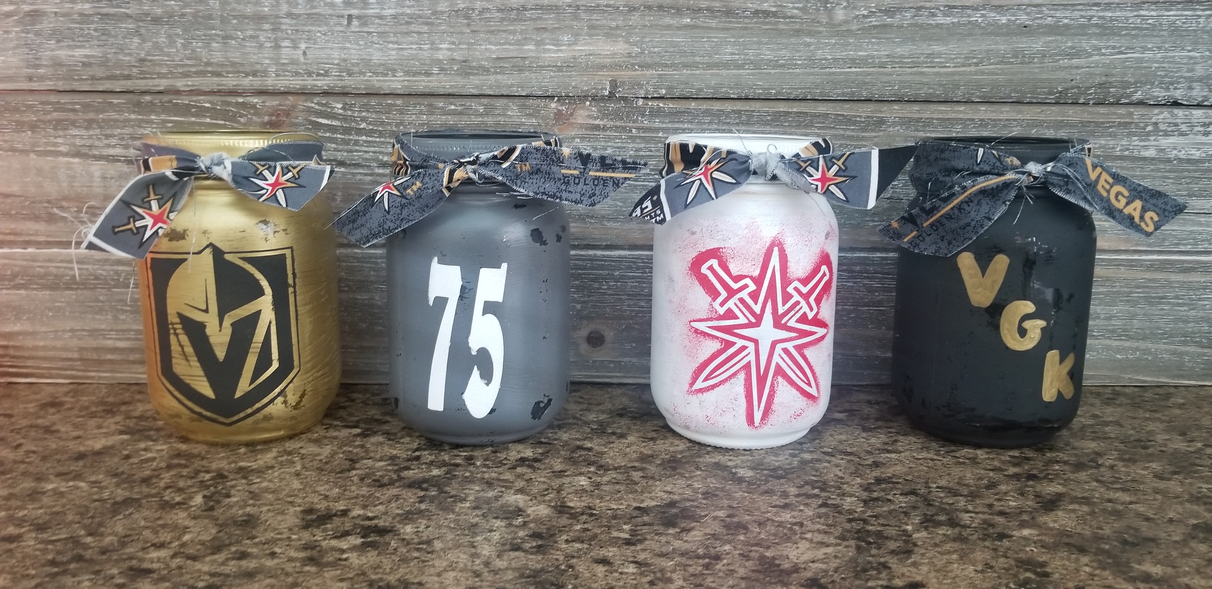 Vegas Golden Knights Inspired Mason Jars